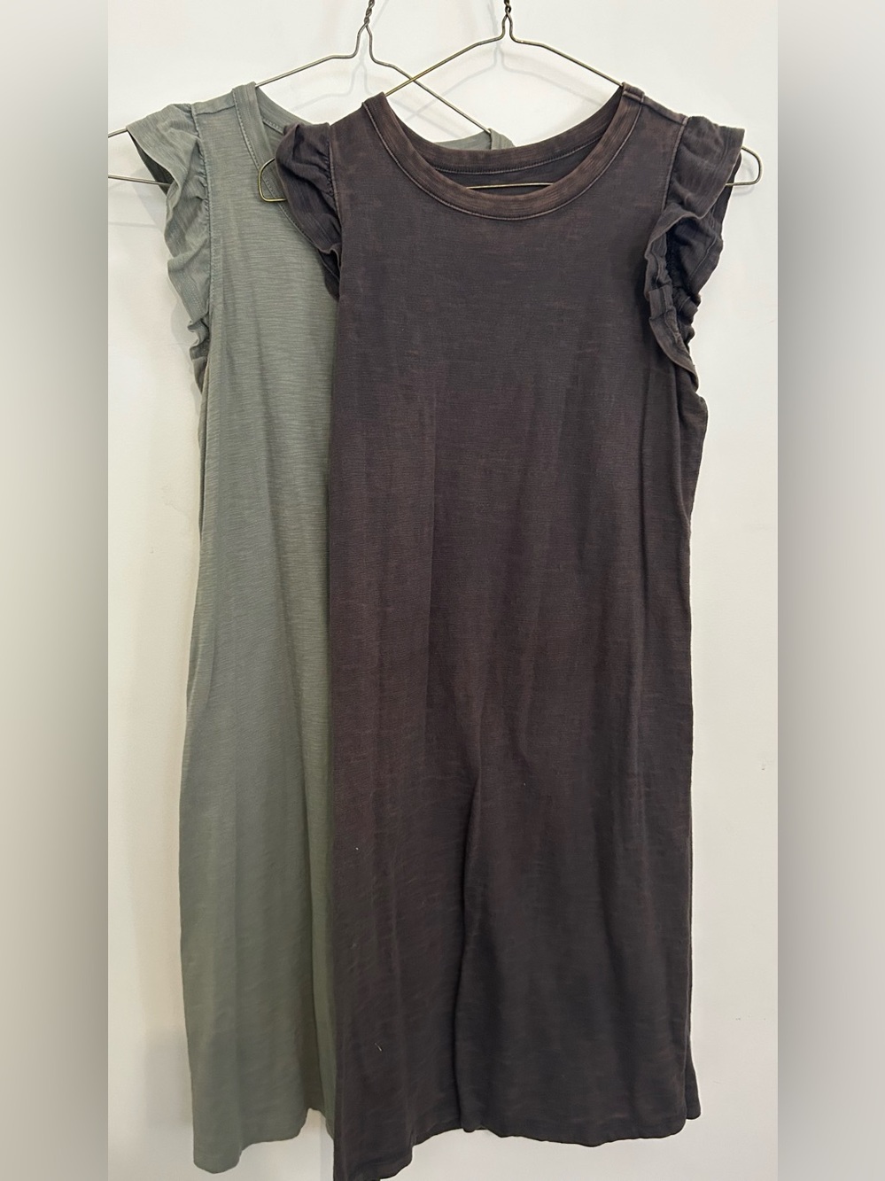 Universal Thread Ruffle Sleeve Midi Dresses (2) in Charcoal and Sage